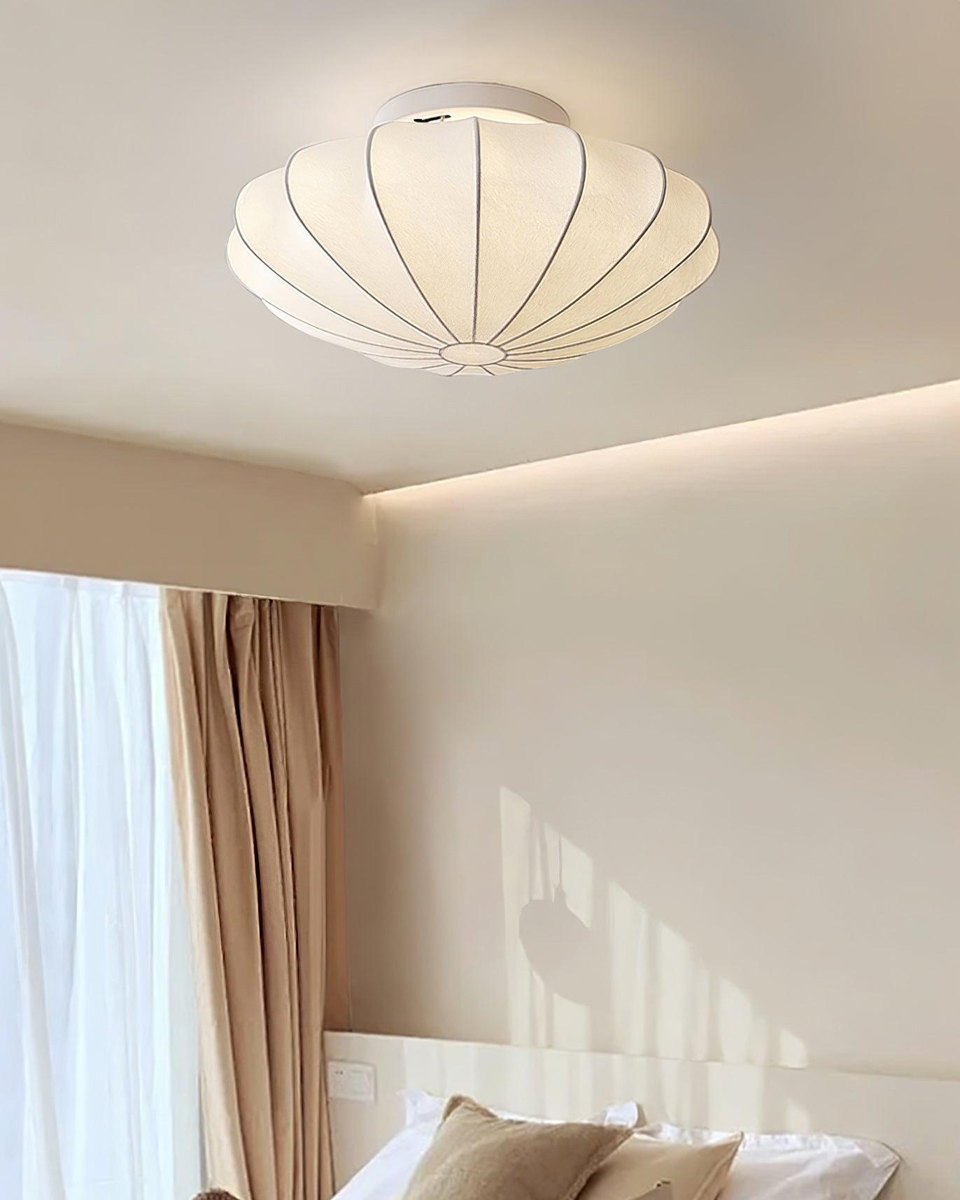 Plafondlamp Bohemian met Bloemvormige Stalen Draadkap en Stoffen Bekleding