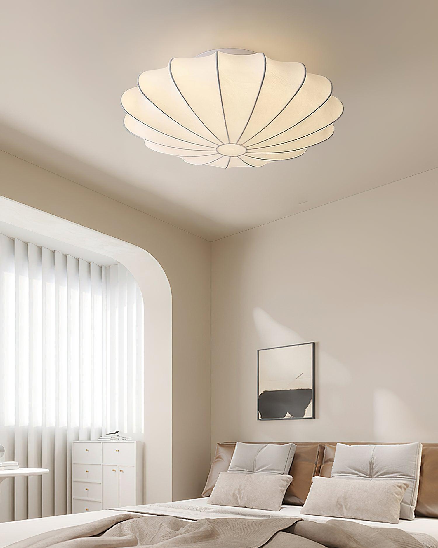 Plafondlamp Bohemian met Bloemvormige Stalen Draadkap en Stoffen Bekleding