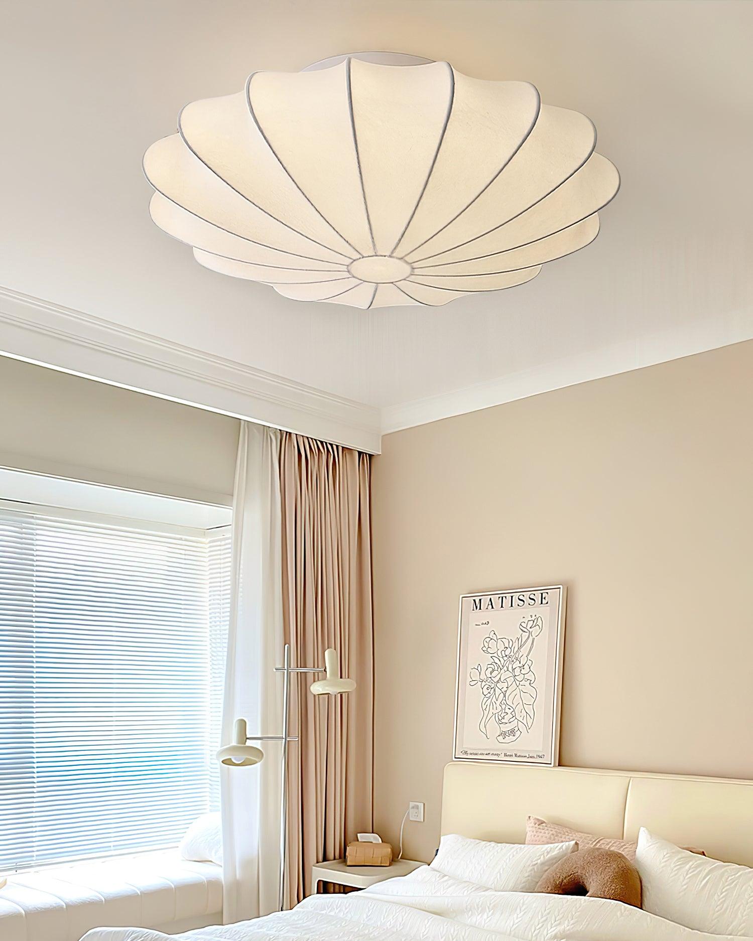 Plafondlamp Bohemian met Bloemvormige Stalen Draadkap en Stoffen Bekleding
