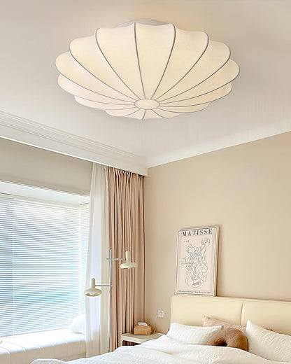 Plafondlamp Bohemian met Bloemvormige Stalen Draadkap en Stoffen Bekleding