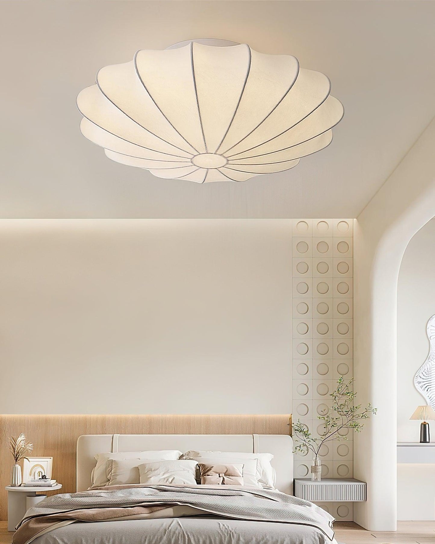 Plafondlamp Bohemian met Bloemvormige Stalen Draadkap en Stoffen Bekleding