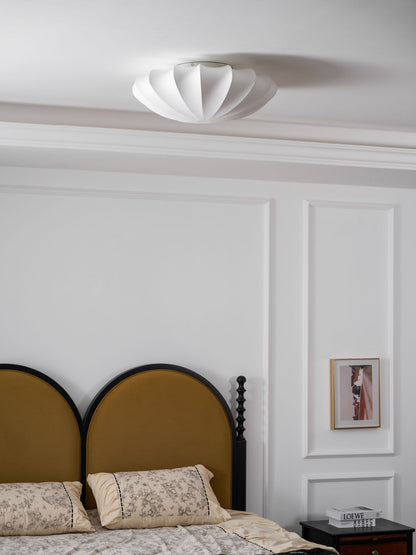 Plafondlamp Bohemian met Bloemvormige Stalen Draadkap en Stoffen Bekleding
