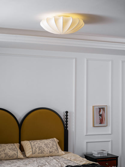 Plafondlamp Bohemian met Bloemvormige Stalen Draadkap en Stoffen Bekleding