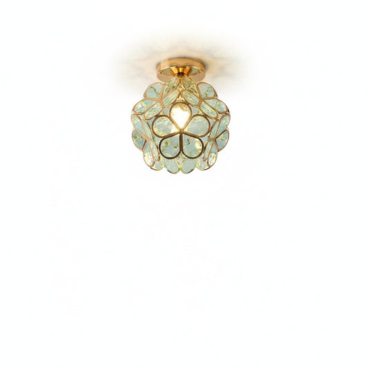 Plafondlamp Bohemian met Glazen Bloemenkapje voor Hal en Gang
