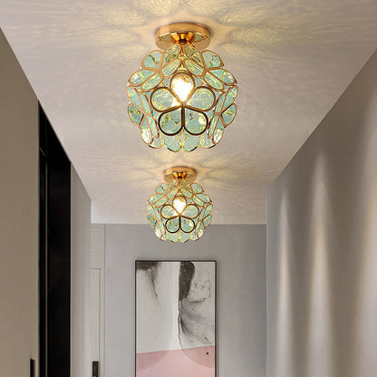 Plafondlamp Bohemian met Glazen Bloemenkapje voor Hal en Gang
