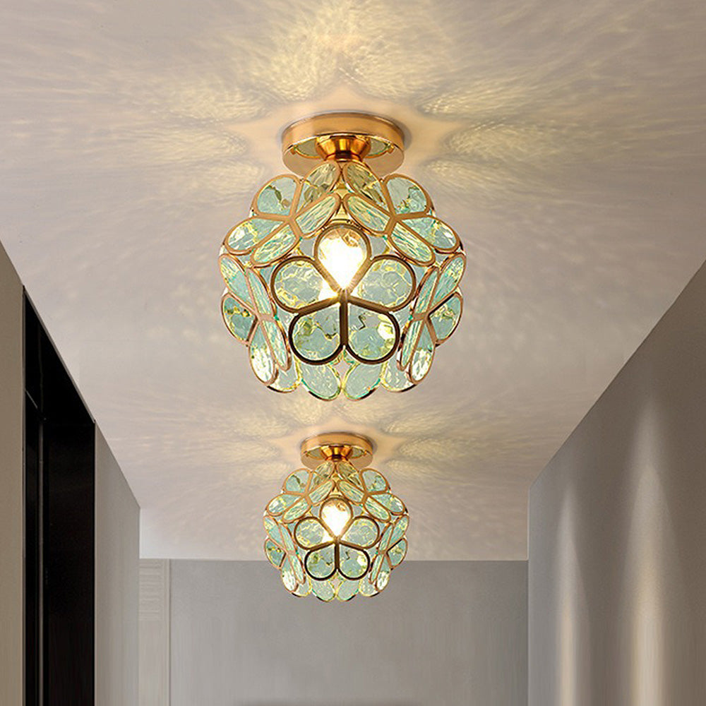Plafondlamp Bohemian met Glazen Bloemenkapje voor Hal en Gang