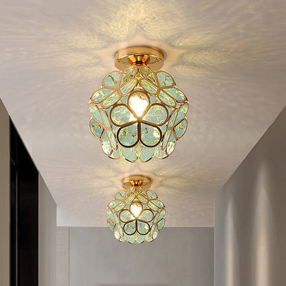 Plafondlamp Bohemian met Glazen Bloemenkapje voor Hal en Gang