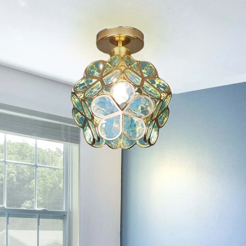 Plafondlamp Bohemian met Glazen Bloemenkapje voor Hal en Gang