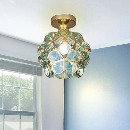 Plafondlamp Bohemian met Glazen Bloemenkapje voor Hal en Gang