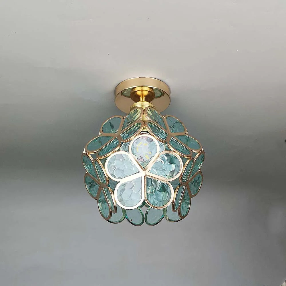 Plafondlamp Bohemian met Glazen Bloemenkapje voor Hal en Gang