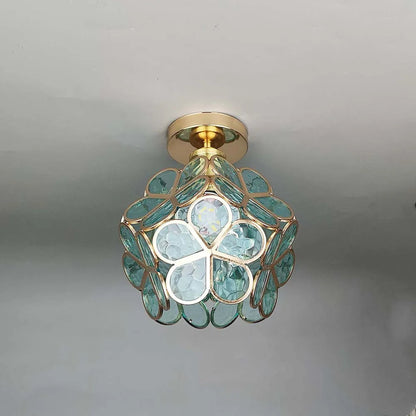 Plafondlamp Bohemian met Glazen Bloemenkapje voor Hal en Gang