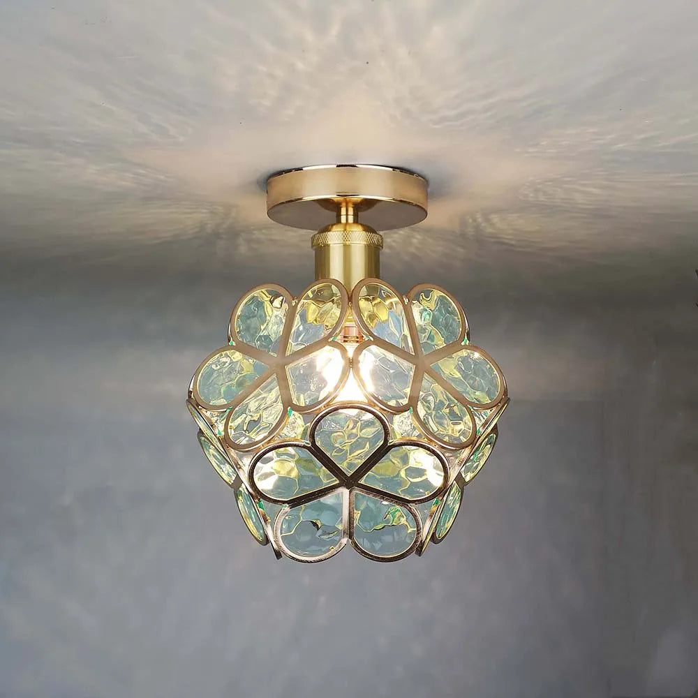 Plafondlamp Bohemian met Glazen Bloemenkapje voor Hal en Gang