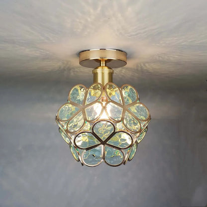 Plafondlamp Bohemian met Glazen Bloemenkapje voor Hal en Gang