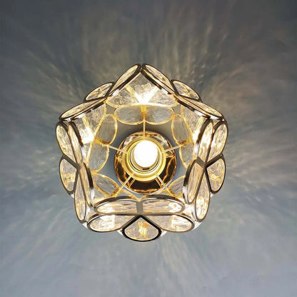 Plafondlamp Bohemian met Glazen Bloemenkapje voor Hal en Gang
