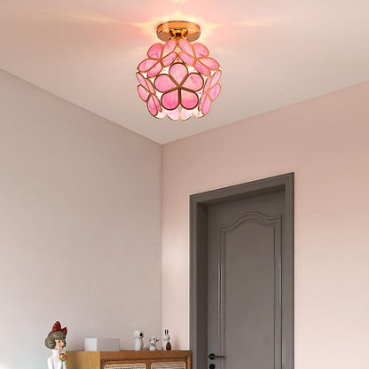 Plafondlamp Bohemian met Glazen Bloemenkapje voor Hal en Gang