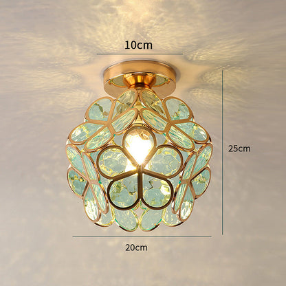 Plafondlamp Bohemian met Glazen Bloemenkapje voor Hal en Gang