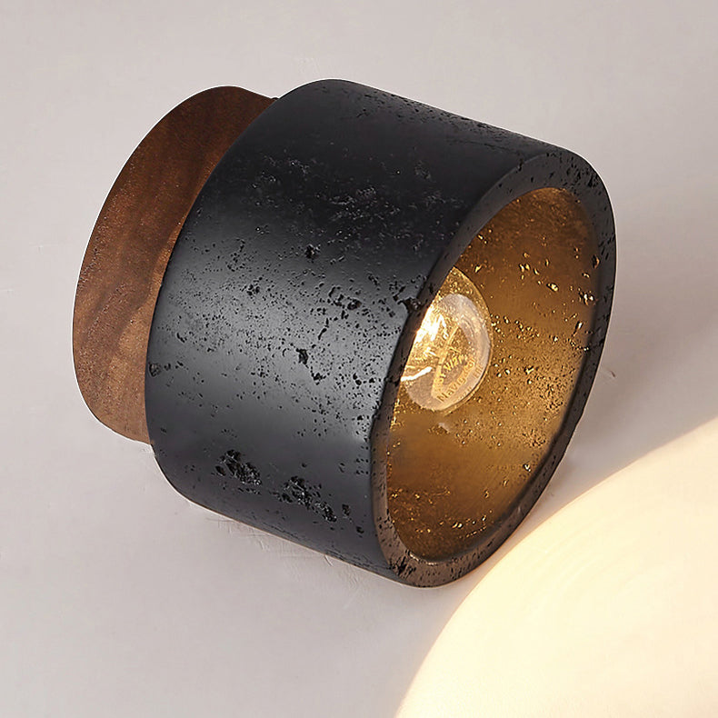 Plafondlamp Industrieel met Ronde Kap en Houten Fitting