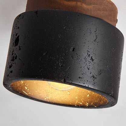 Plafondlamp Industrieel met Ronde Kap en Houten Fitting