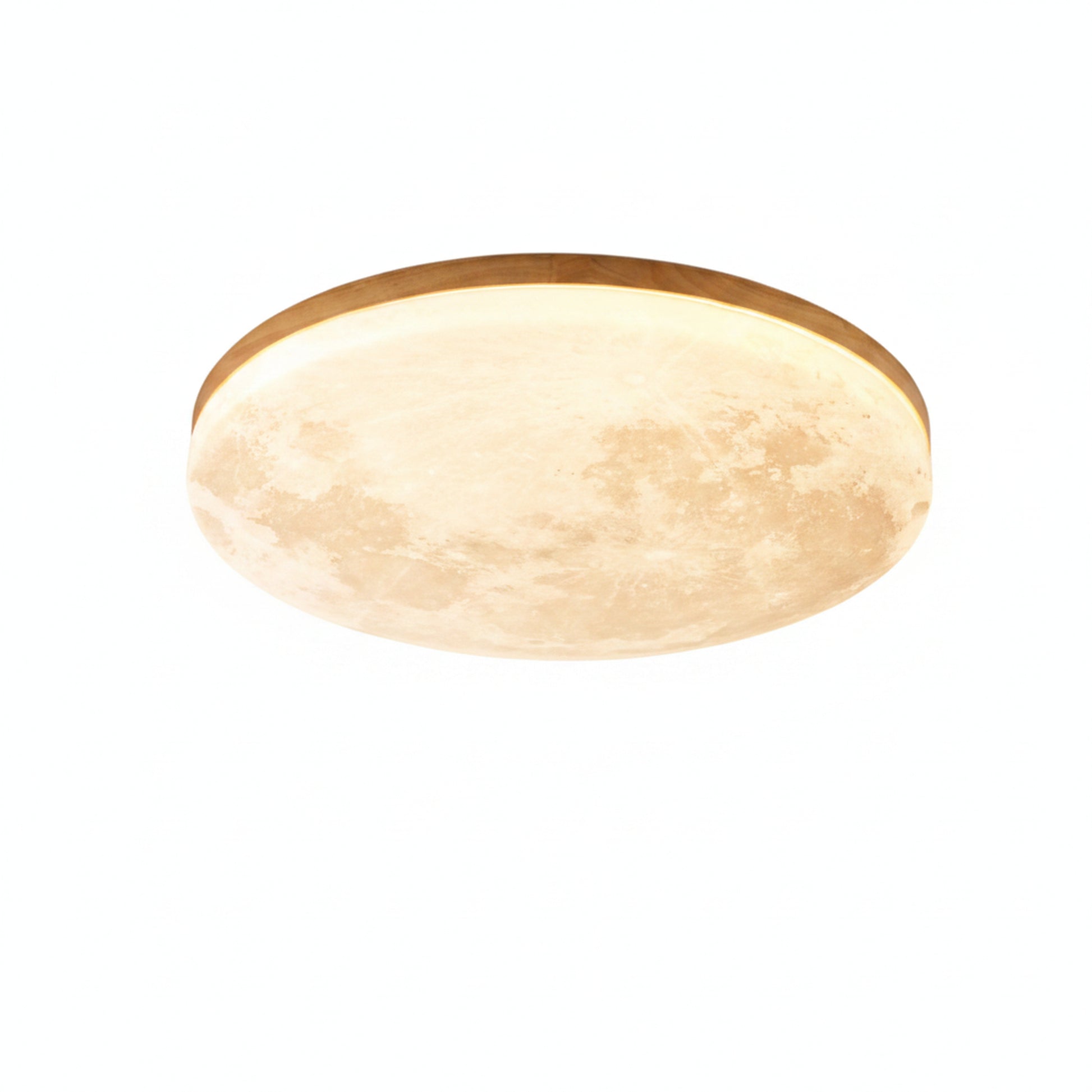 Plafondlamp Maan Rond met Houten Rand en Geïntegreerde LED