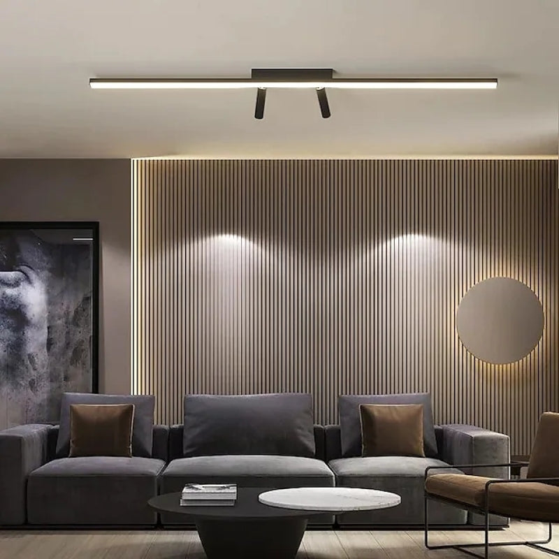 Plafondlamp Minimalistisch LED met Draaibare Spots en Lineaire Lichtbalk