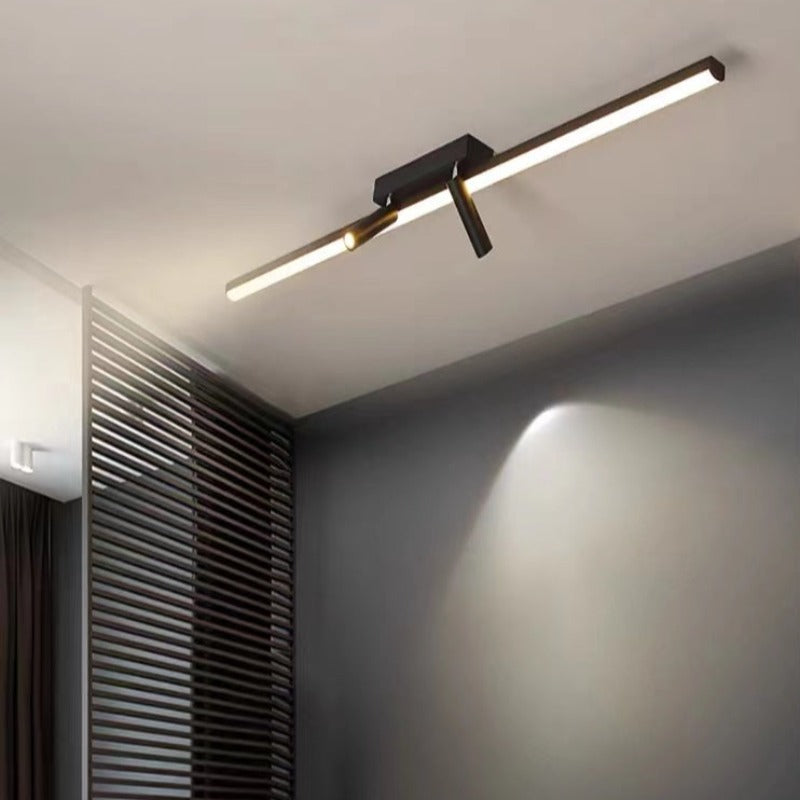 Plafondlamp Minimalistisch LED met Draaibare Spots en Lineaire Lichtbalk