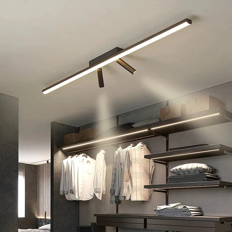Plafondlamp Minimalistisch LED met Draaibare Spots en Lineaire Lichtbalk