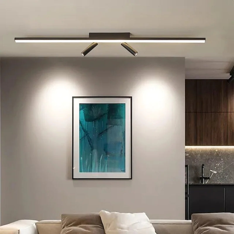 Plafondlamp Minimalistisch LED met Draaibare Spots en Lineaire Lichtbalk