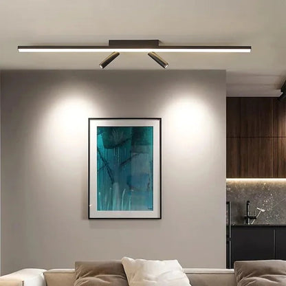Plafondlamp Minimalistisch LED met Draaibare Spots en Lineaire Lichtbalk