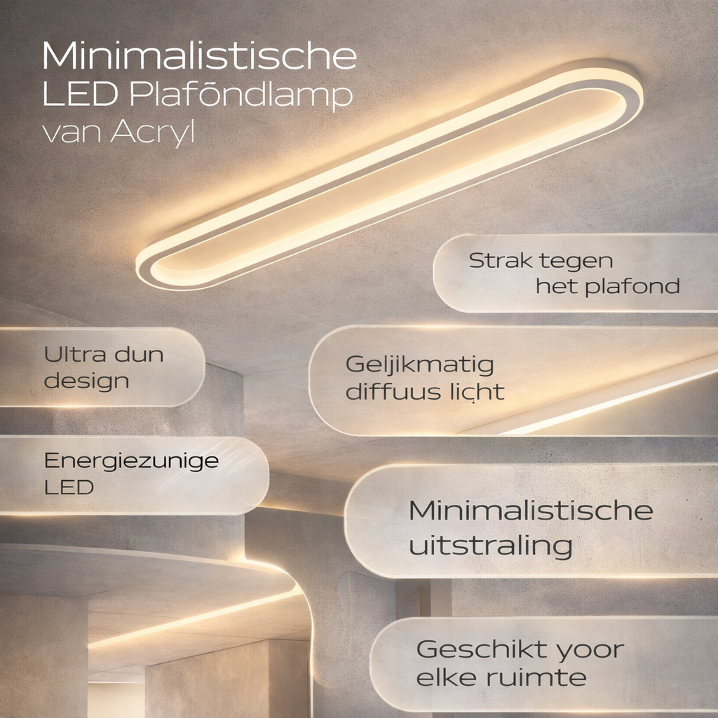 Plafondlamp Minimalistisch LED met Ovale Vorm en Ultra Dun Design