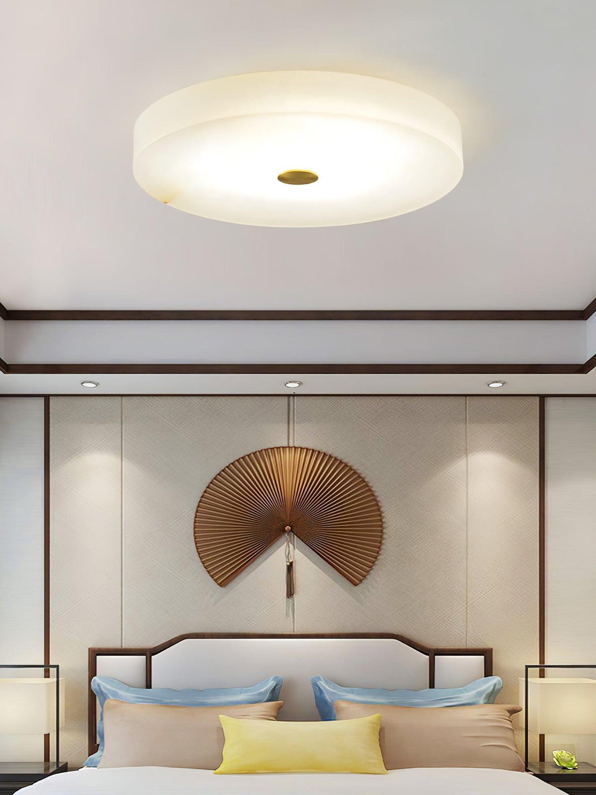 Plafondlamp Minimalistisch met Albast Kap en Messing Detail Rond