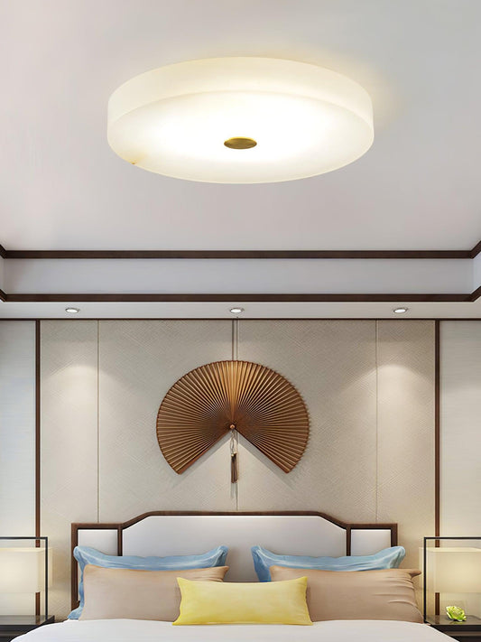 Plafondlamp Minimalistisch met Albast Kap en Messing Detail Rond