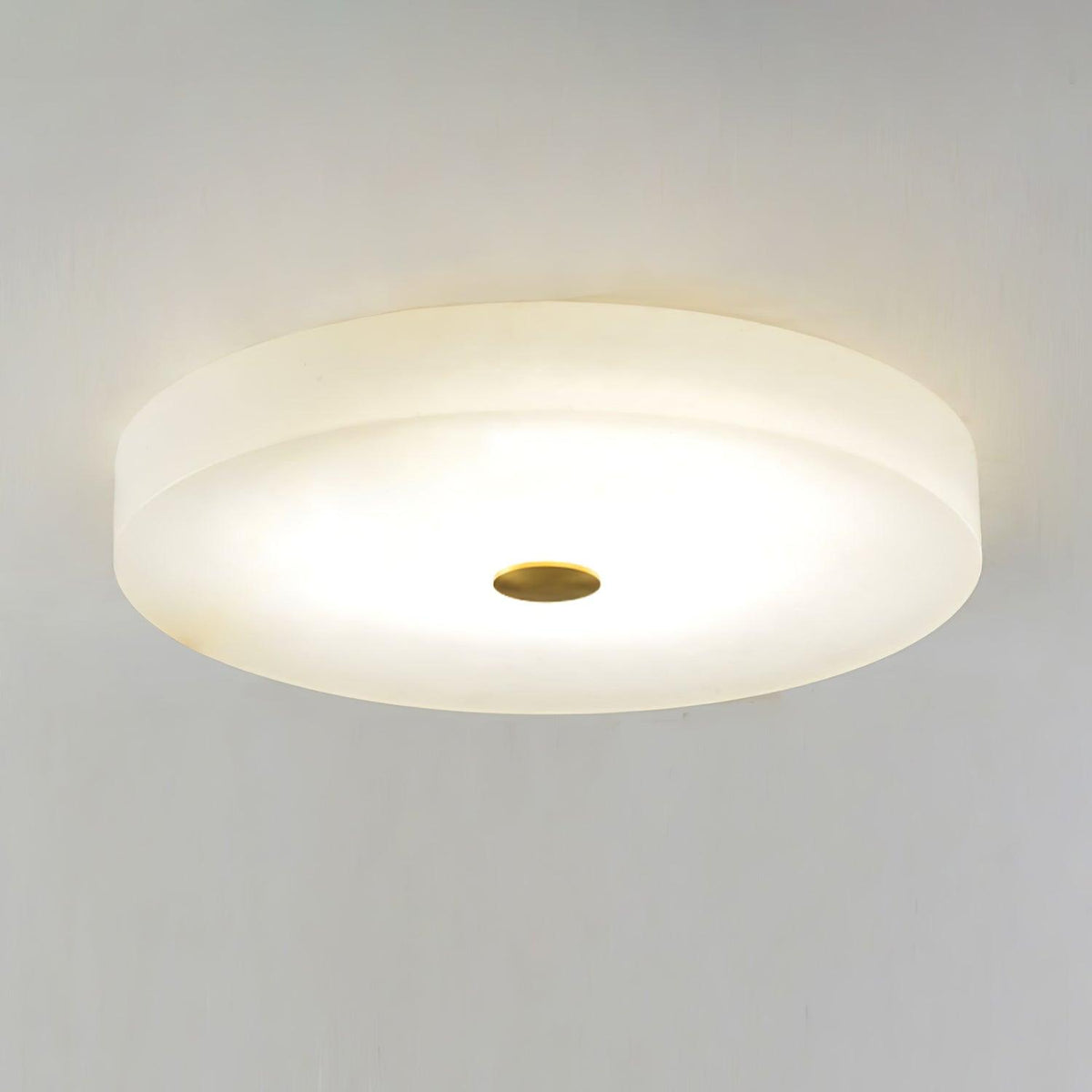 Plafondlamp Minimalistisch met Albast Kap en Messing Detail Rond