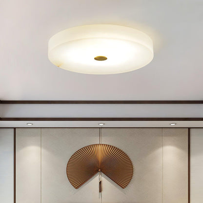 Plafondlamp Minimalistisch met Albast Kap en Messing Detail Rond