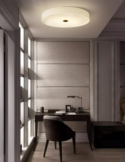 Plafondlamp Minimalistisch met Albast Kap en Messing Detail Rond