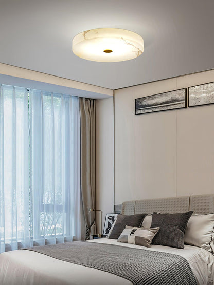 Plafondlamp Minimalistisch met Albast Kap en Messing Detail Rond