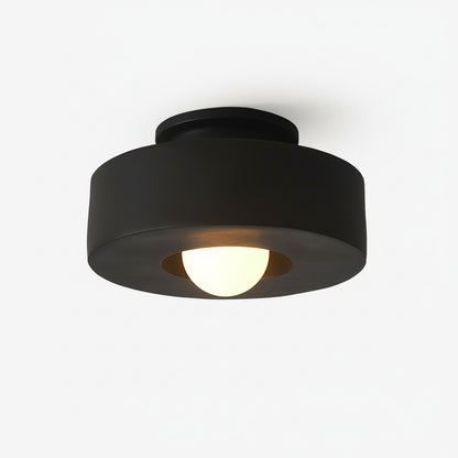 Plafondlamp Minimalistisch met Ronde Cilindrische Kap en Opaalwitte Bol