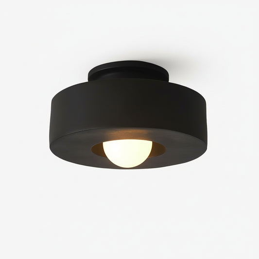 Plafondlamp Minimalistisch met Ronde Cilindrische Kap en Opaalwitte Bol