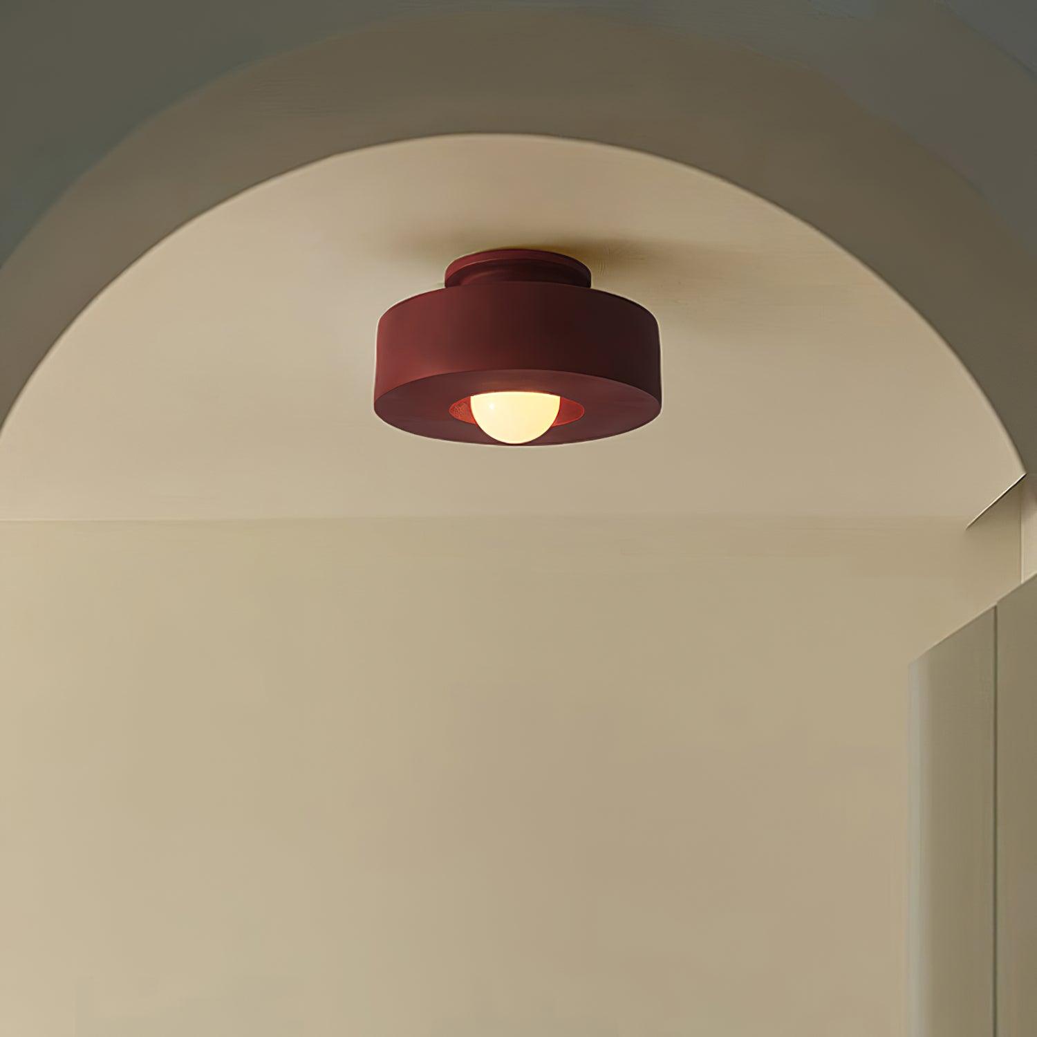 Plafondlamp Minimalistisch met Ronde Cilindrische Kap en Opaalwitte Bol