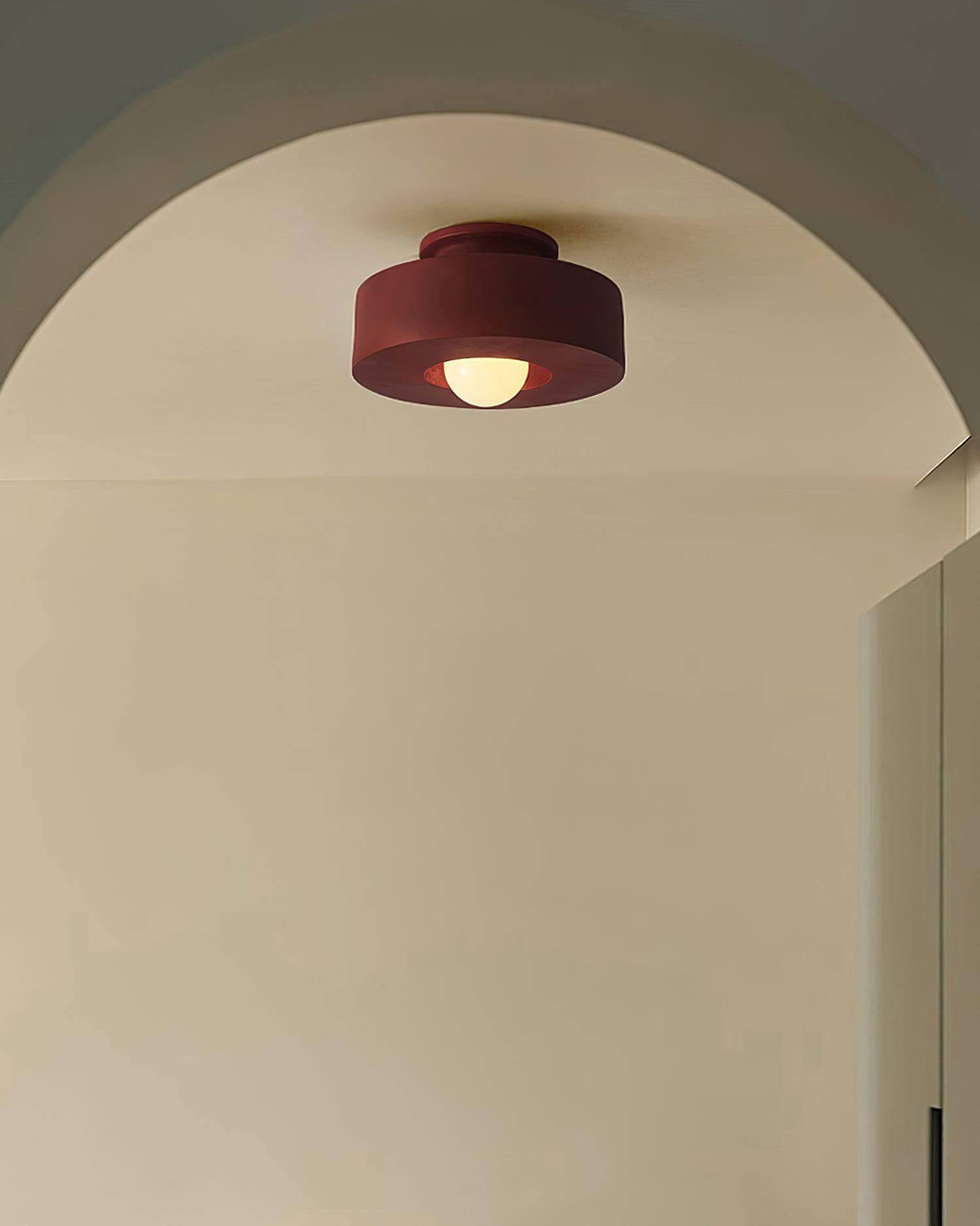 Plafondlamp Minimalistisch met Ronde Cilindrische Kap en Opaalwitte Bol