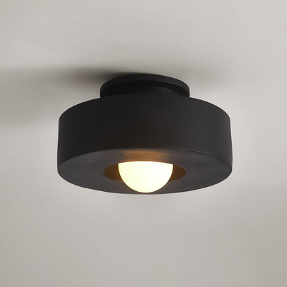 Plafondlamp Minimalistisch met Ronde Cilindrische Kap en Opaalwitte Bol