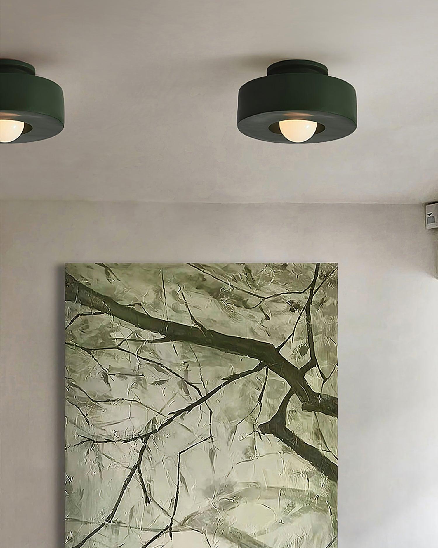 Plafondlamp Minimalistisch met Ronde Cilindrische Kap en Opaalwitte Bol