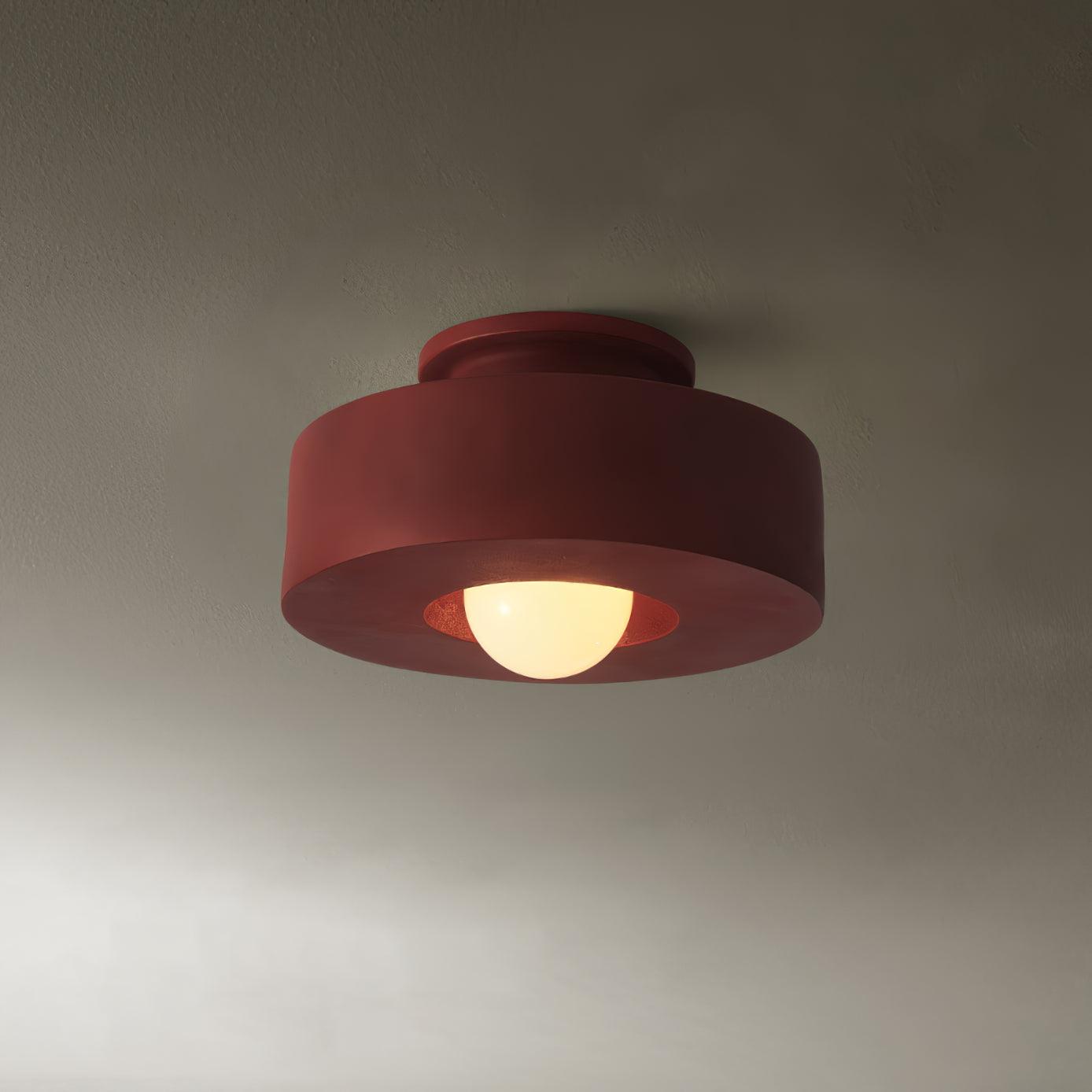 Plafondlamp Minimalistisch met Ronde Cilindrische Kap en Opaalwitte Bol