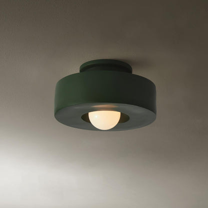 Plafondlamp Minimalistisch met Ronde Cilindrische Kap en Opaalwitte Bol