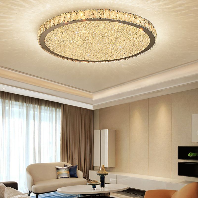 Plafondlamp Modern Kristal met Ronde Kap en LED Verlichting