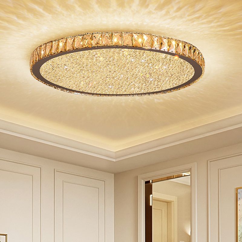 Plafondlamp Modern Kristal met Ronde Kap en LED Verlichting