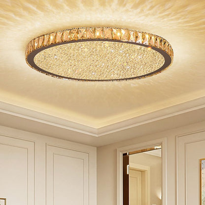 Plafondlamp Modern Kristal met Ronde Kap en LED Verlichting