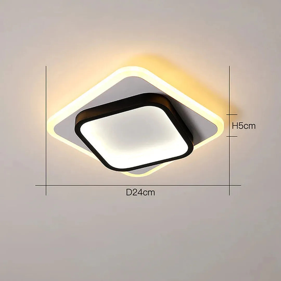 Plafondlamp Modern LED met Dubbel Vierkant Frame voor Hal en Slaapkamer