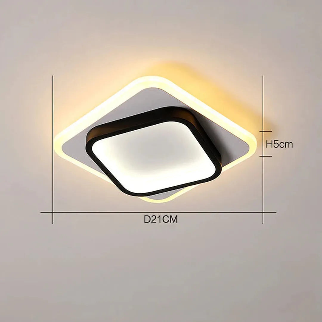 Plafondlamp Modern LED met Dubbel Vierkant Frame voor Hal en Slaapkamer