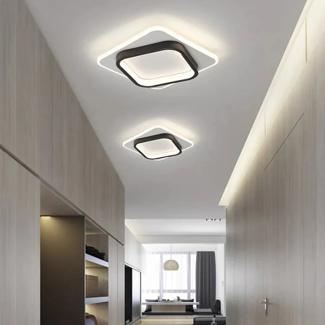 Plafondlamp Modern LED met Dubbel Vierkant Frame voor Hal en Slaapkamer