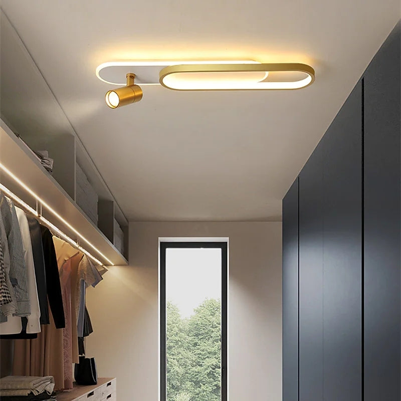 Plafondlamp Modern met Geïntegreerde LED Strip en Draaibare Spots